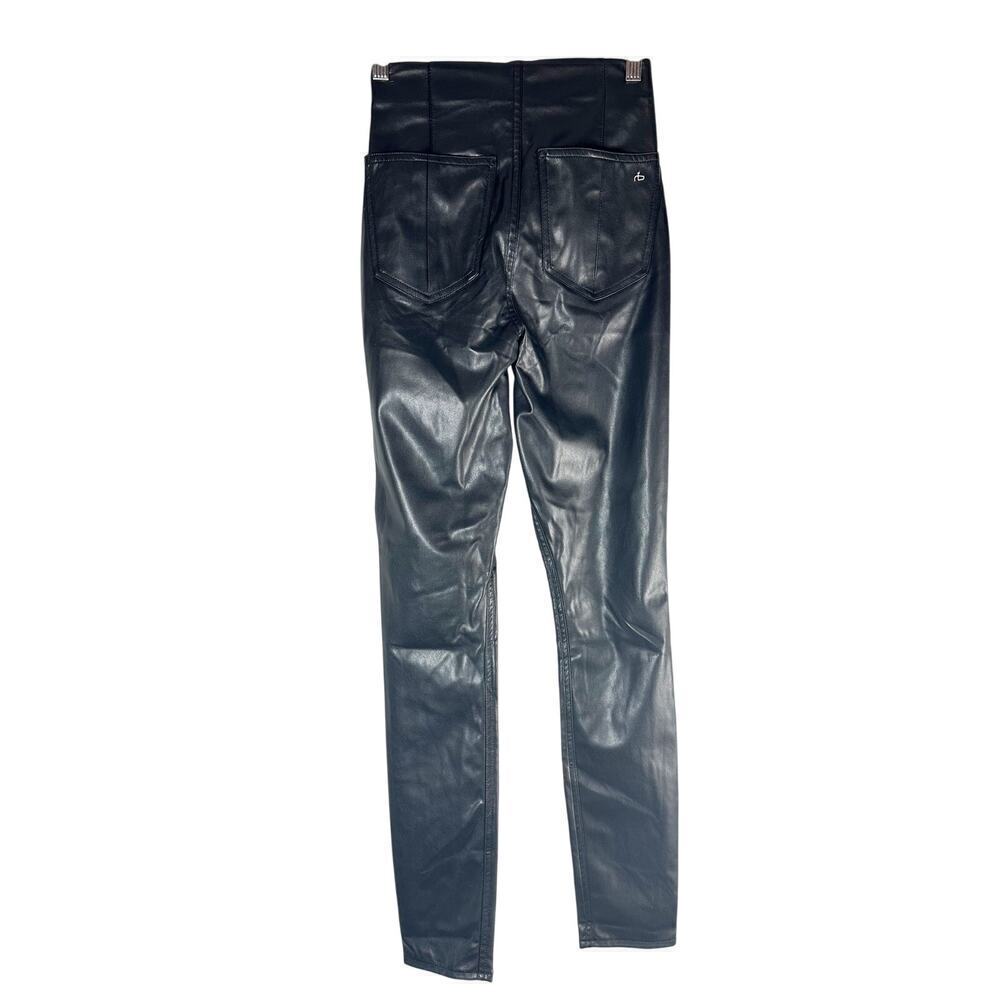 rag & bone Nina Faux Leather Pants Black Pull On Skinny Pants Size XS - Picture 2 of 14